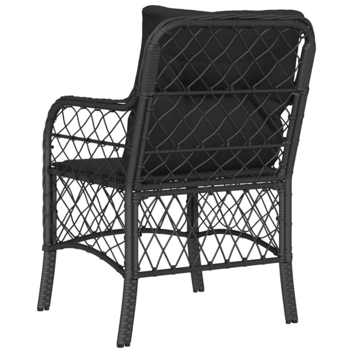 Chaises de jardin avec coussins lot de 2 noir résine tressée – Image 5