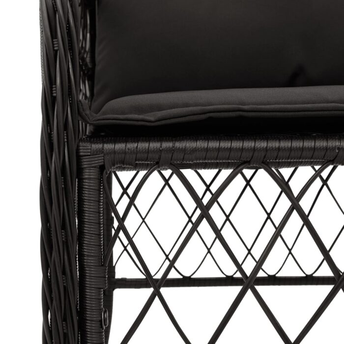 Chaises de jardin avec coussins lot de 2 noir résine tressée – Image 6