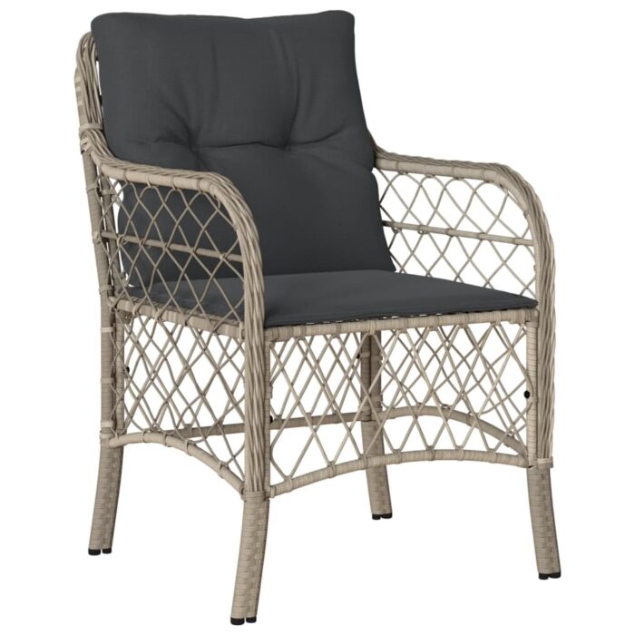 Chaises de jardin coussins lot de 2 gris clair résine tressée – Image 2