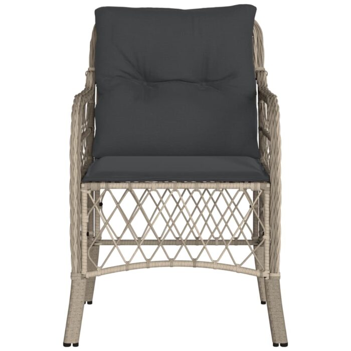 Chaises de jardin coussins lot de 2 gris clair résine tressée – Image 3