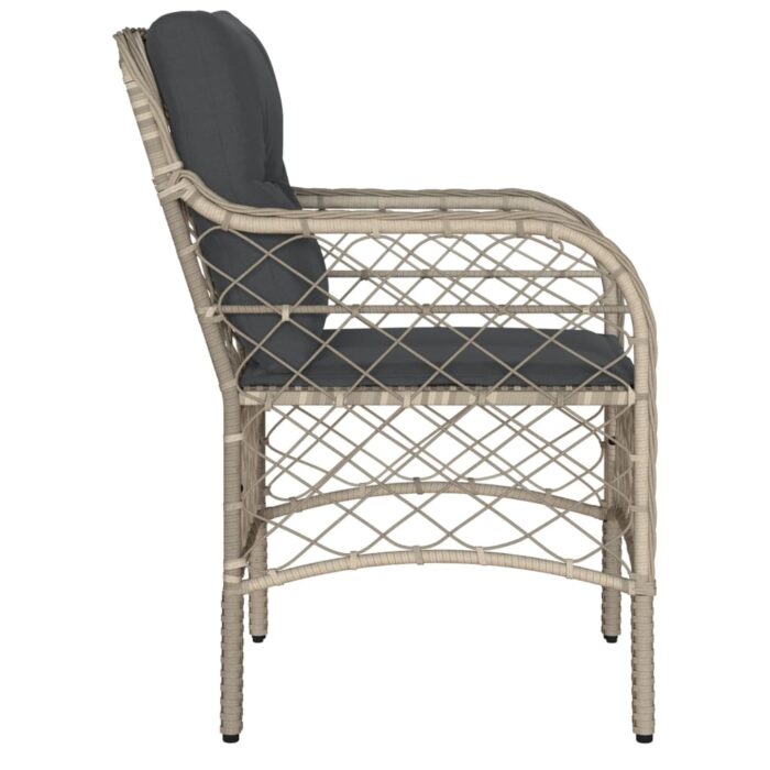 Chaises de jardin coussins lot de 2 gris clair résine tressée – Image 4