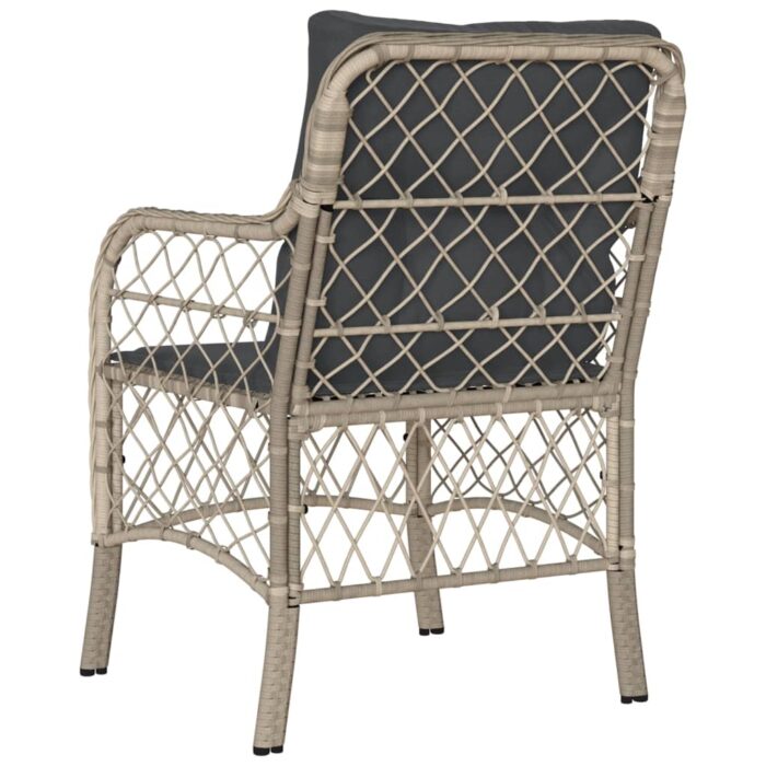 Chaises de jardin coussins lot de 2 gris clair résine tressée – Image 5