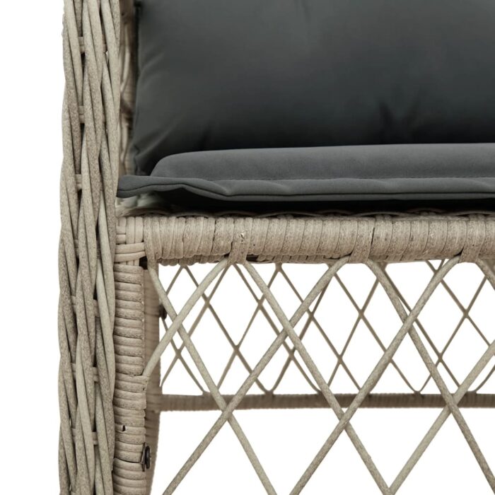 Chaises de jardin coussins lot de 2 gris clair résine tressée – Image 6
