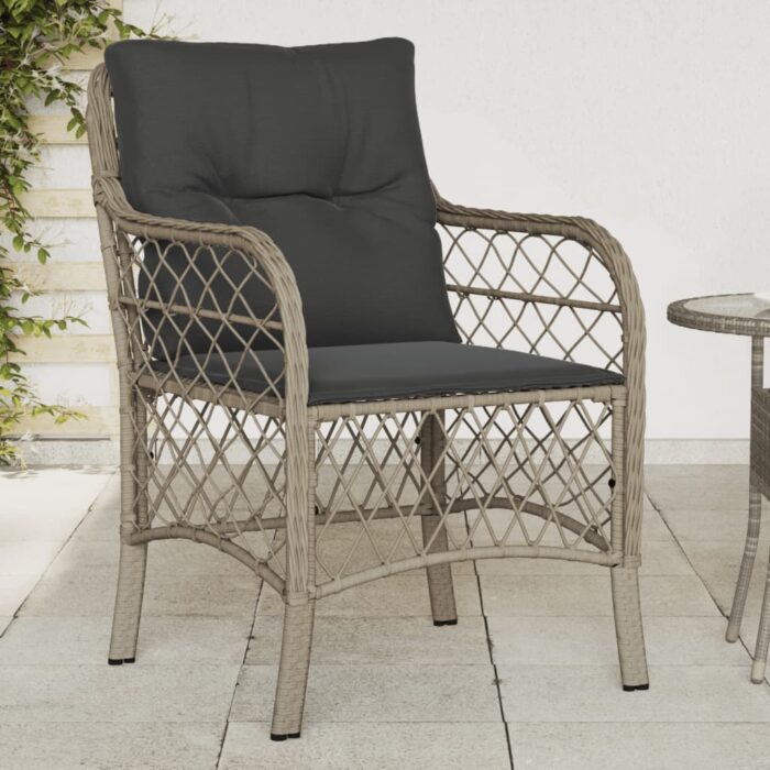 Chaises de jardin coussins lot de 2 gris clair résine tressée – Image 1