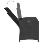 Chaise inclinable de jardin avec coussins noir résine tressée – Image 5