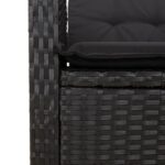 Chaise inclinable de jardin avec coussins noir résine tressée – Image 7