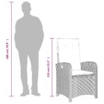 Chaise inclinable de jardin avec coussins noir résine tressée – Image 9