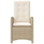 Chaise inclinable de jardin avec coussins beige résine tressée – Image 2