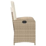 Chaise inclinable de jardin avec coussins beige résine tressée – Image 3