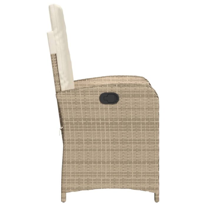 Chaise inclinable de jardin avec coussins beige résine tressée – Image 3