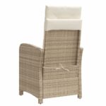 Chaise inclinable de jardin avec coussins beige résine tressée – Image 4