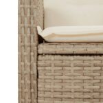 Chaise inclinable de jardin avec coussins beige résine tressée – Image 7