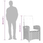 Chaise inclinable de jardin coussins mélange beige poly rotin – Image 9