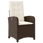 Chaises inclinables de jardin lot de 2 et coussins marron rotin – Image 2