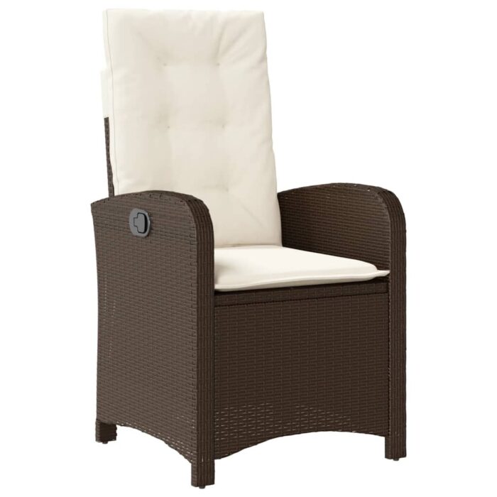 Chaises inclinables de jardin lot de 2 et coussins marron rotin – Image 2