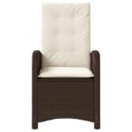Chaises inclinables de jardin lot de 2 et coussins marron rotin – Image 3