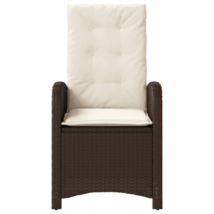 Chaises inclinables de jardin lot de 2 et coussins marron rotin – Image 3