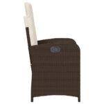 Chaises inclinables de jardin lot de 2 et coussins marron rotin – Image 4