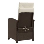 Chaises inclinables de jardin lot de 2 et coussins marron rotin – Image 5