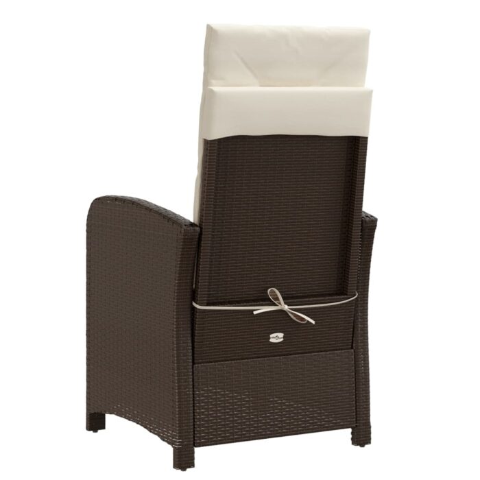 Chaises inclinables de jardin lot de 2 et coussins marron rotin – Image 5