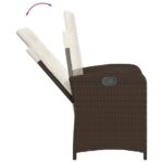 Chaises inclinables de jardin lot de 2 et coussins marron rotin – Image 6