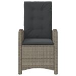 Chaises inclinables de jardin lot de 2 et coussins gris rotin – Image 3