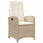 Chaises inclinables de jardin lot de 2 et coussins beige rotin – Image 2
