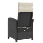 Chaise inclinable de jardin et repose-pied noir résine tressée – Image 4