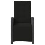 Chaise inclinable de jardin et repose-pied noir résine tressée – Image 2