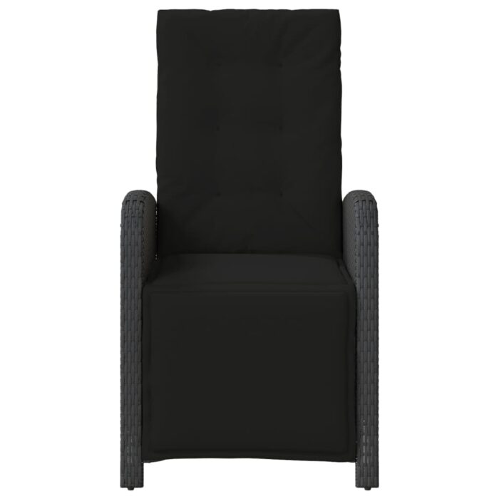 Chaise inclinable de jardin et repose-pied noir résine tressée – Image 2