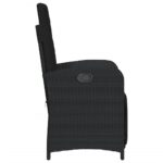 Chaise inclinable de jardin et repose-pied noir résine tressée – Image 3