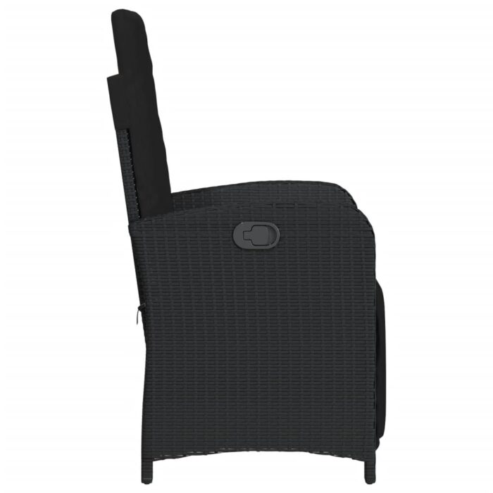 Chaise inclinable de jardin et repose-pied noir résine tressée – Image 3