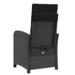 Chaise inclinable de jardin et repose-pied noir résine tressée – Image 4