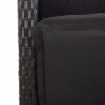 Chaise inclinable de jardin et repose-pied noir résine tressée – Image 7