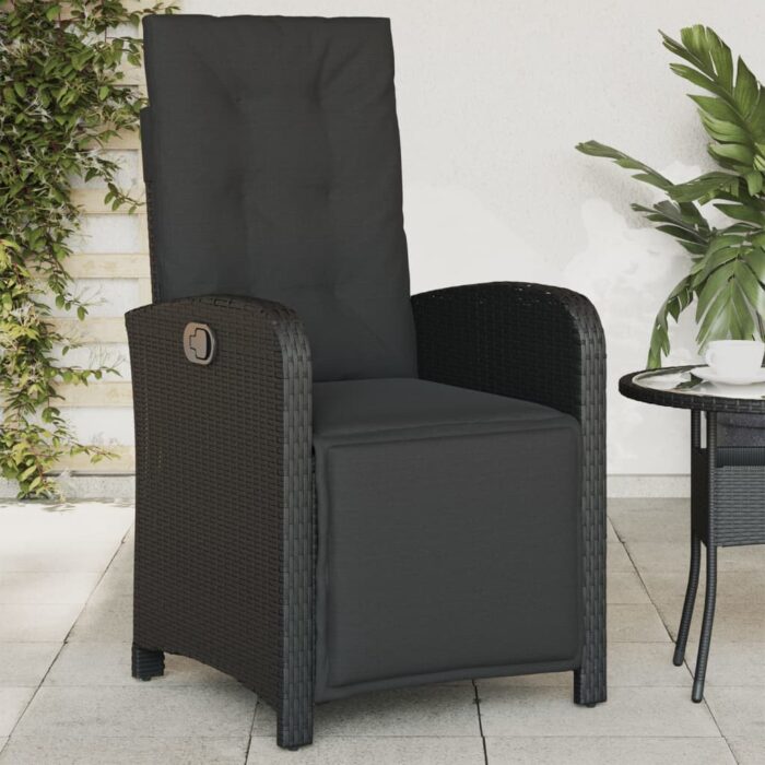 VXL8721012262850_m_en_hd_1.jpg Chaise inclinable de jardin et repose-pied noir résine tressée – Image 1