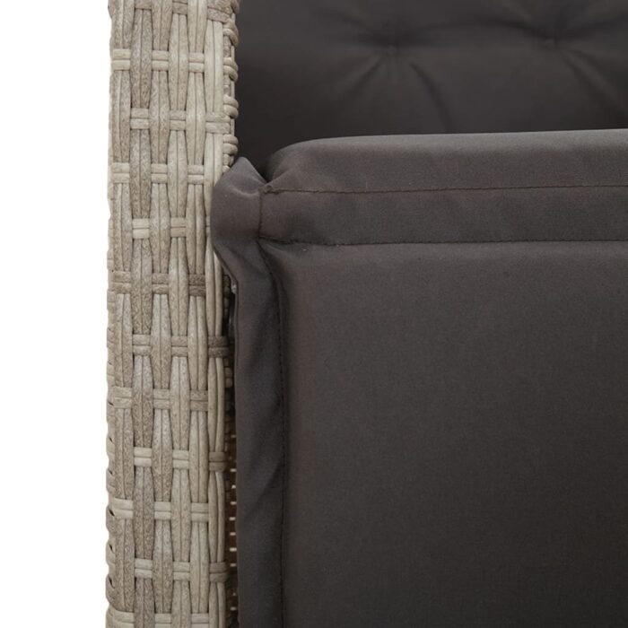 Chaise inclinable de jardin avec repose-pied gris clair rotin – Image 7