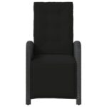 Chaises inclinables de jardin lot de 2 repose-pied noir rotin – Image 3