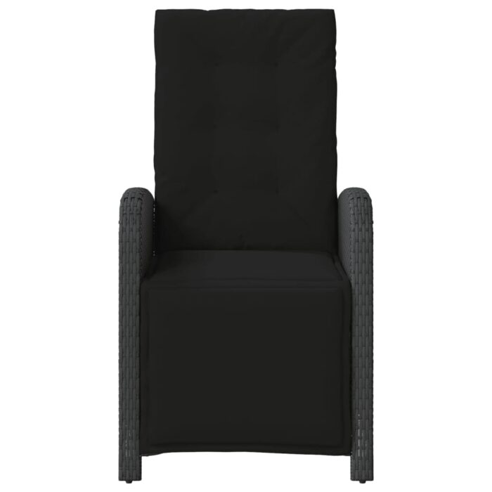 Chaises inclinables de jardin lot de 2 repose-pied noir rotin – Image 3