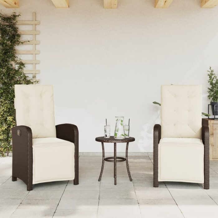 Chaises inclinables de jardin lot de 2 avec repose-pied rotin – Image 1