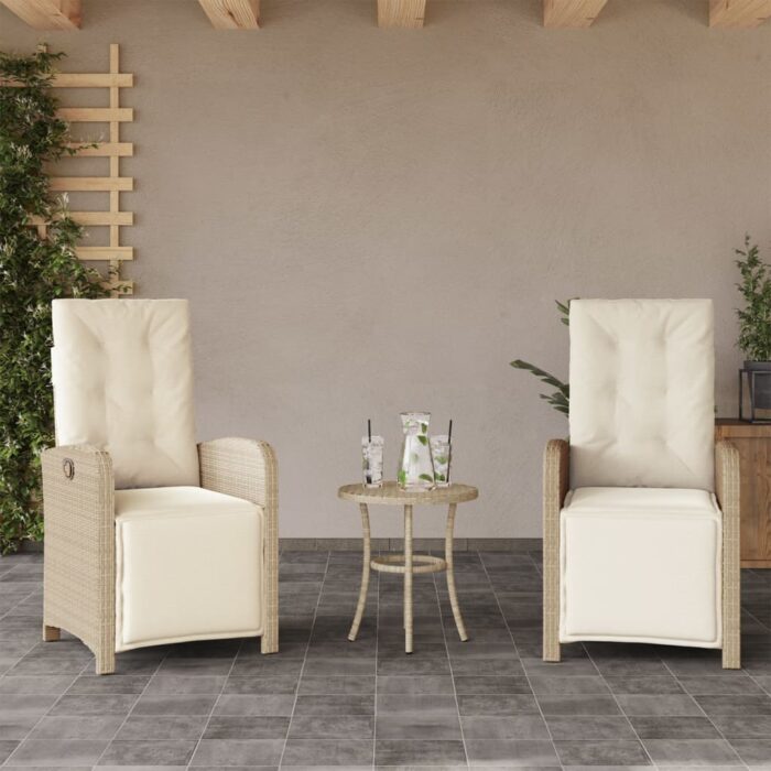Chaises inclinables de jardin lot de 2 avec repose-pied rotin – Image 1