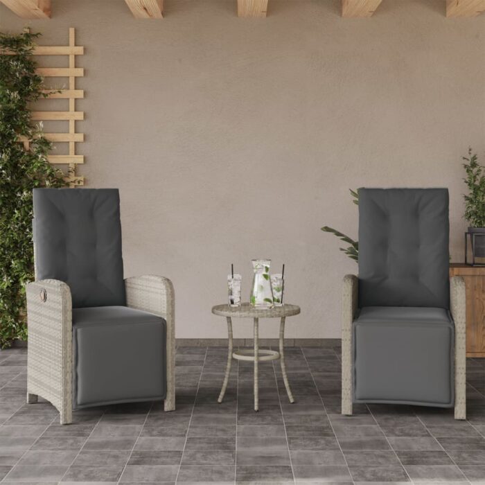 Chaises inclinables de jardin lot de 2 avec repose-pied rotin – Image 1
