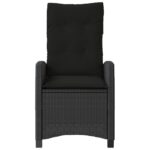 Chaise inclinable de jardin avec coussins noir résine tressée – Image 2