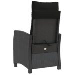 Chaise inclinable de jardin avec coussins noir résine tressée – Image 4