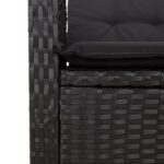 Chaise inclinable de jardin avec coussins noir résine tressée – Image 7