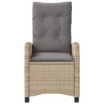 Chaise inclinable de jardin coussins mélange beige poly rotin – Image 2