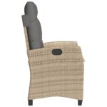 Chaise inclinable de jardin coussins mélange beige poly rotin – Image 3
