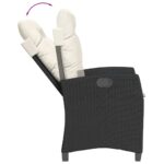 Chaises inclinables de jardin lot de 2 et coussins noir rotin – Image 6