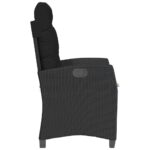 Chaises inclinables de jardin lot de 2 et coussins noir rotin – Image 4