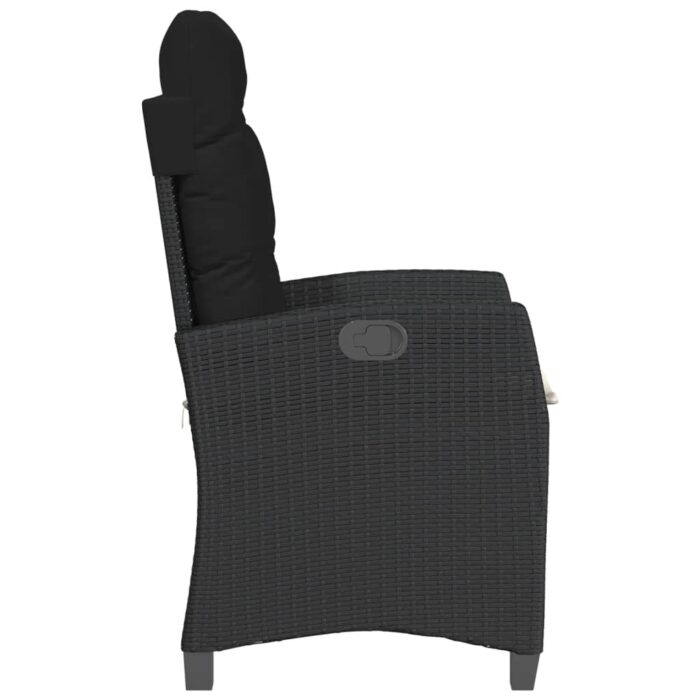 Chaises inclinables de jardin lot de 2 et coussins noir rotin – Image 4