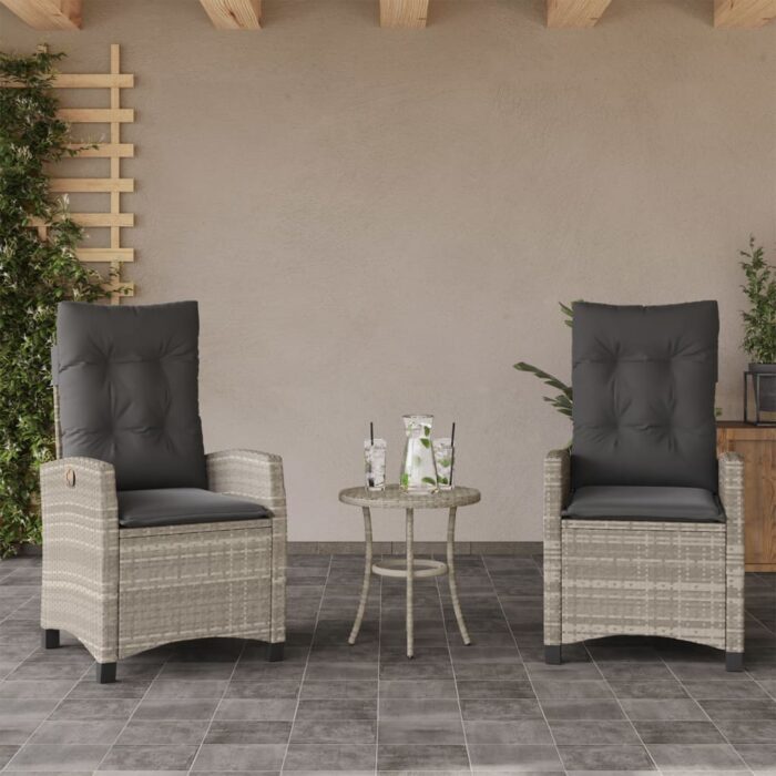 Chaises inclinables jardin lot de 2 et coussins résine tressée – Image 1